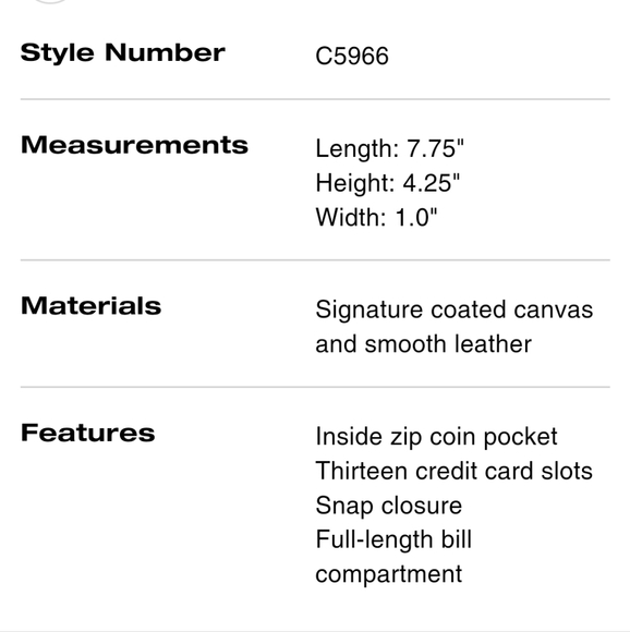 COACH Signature Canvas Trifold Wallet - Picture 3 of 6